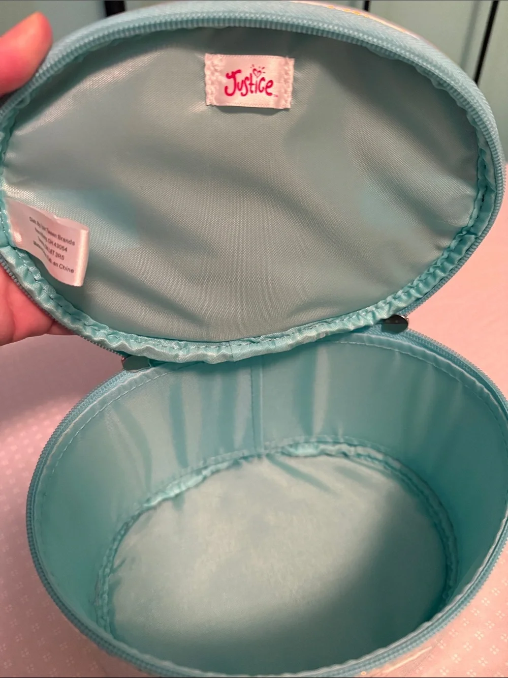 Justice Teal Glitter Travel Case with Initial K